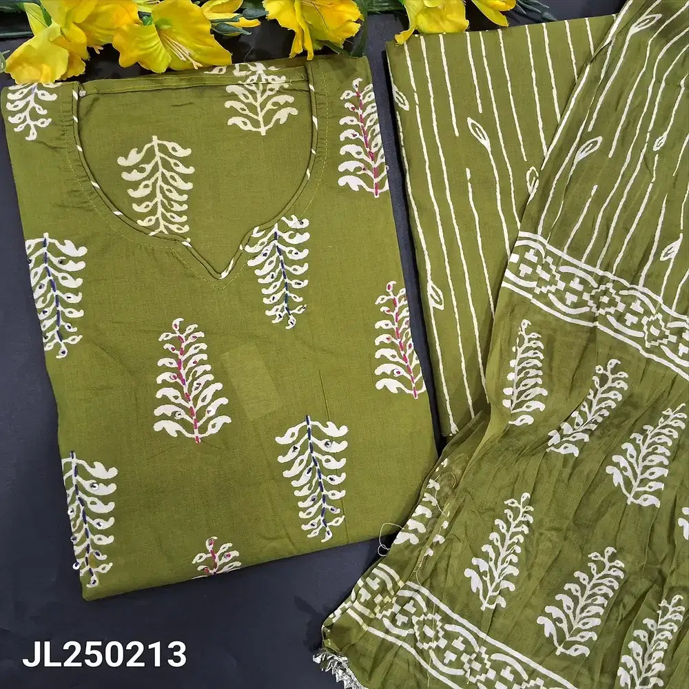 Mehandhi green printed soft cotton salwar material jl250213-Neidhal