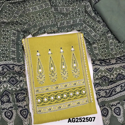 Mehandhi green pure cotton salwar material ag252507 Neidhal