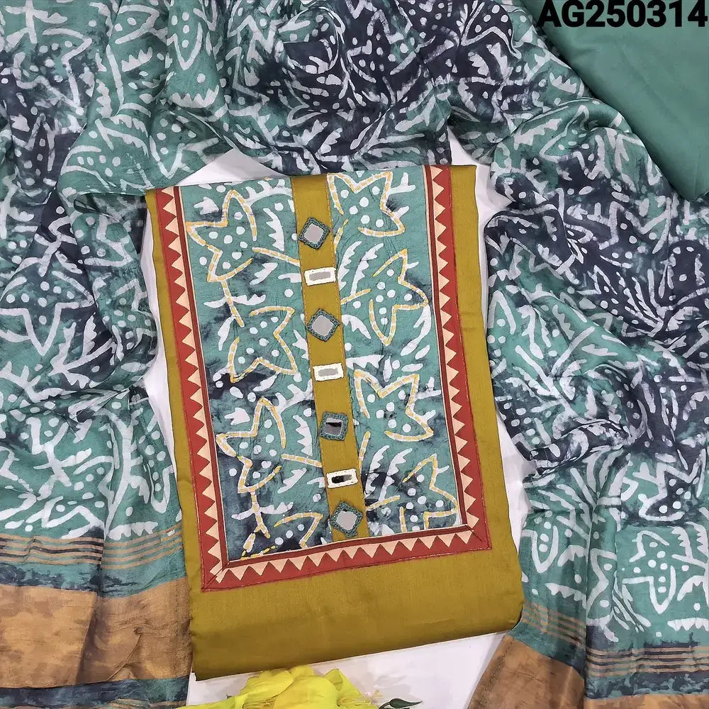 Mehandhi green satin cotton salwar material ag250314-Neidhal