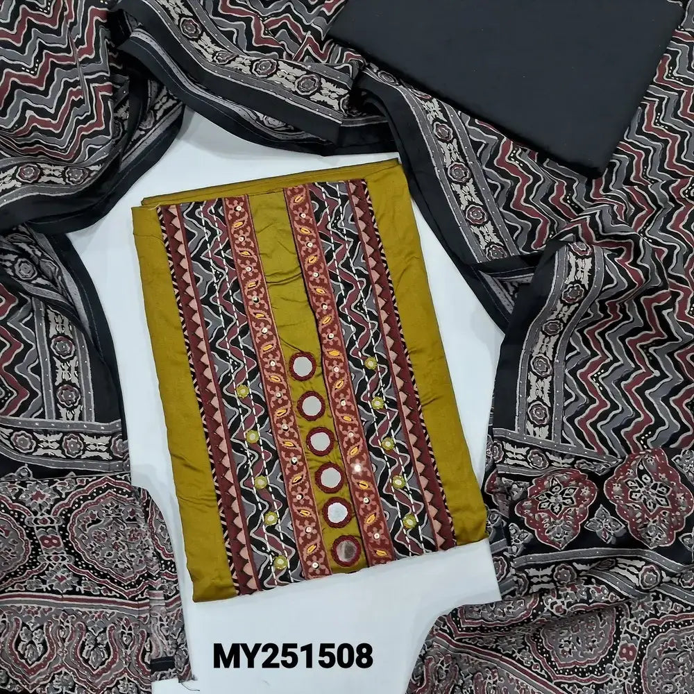 Mehandhi green satin cotton salwar material my251508-Neidhal