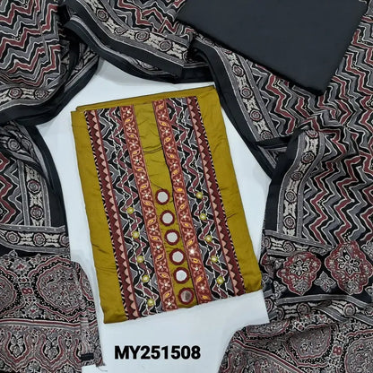 Mehandhi green satin cotton salwar material my251508-Neidhal