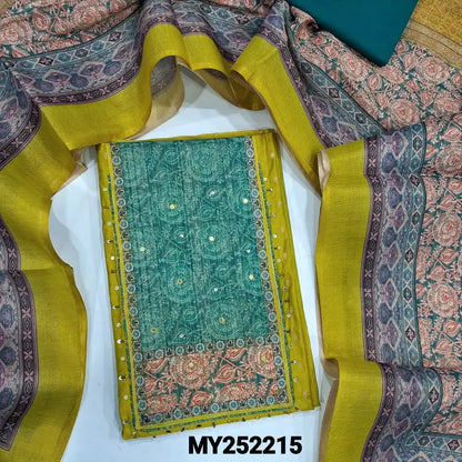 Mehandhi green silk cotton salwar material my252215-Neidhal