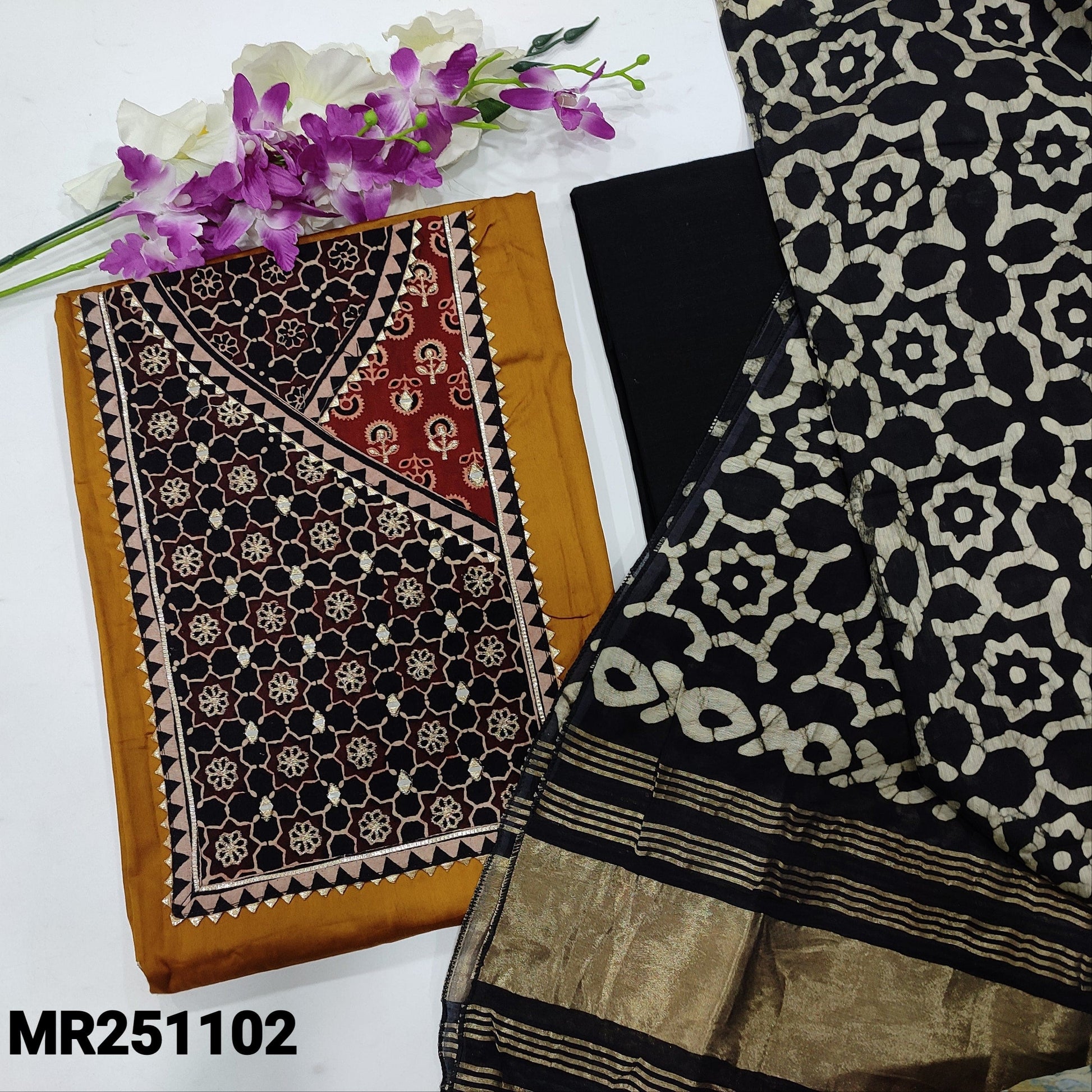 Mehandhi Yellow Ajrak Printed Jam Cotton Salwar Material – Shop