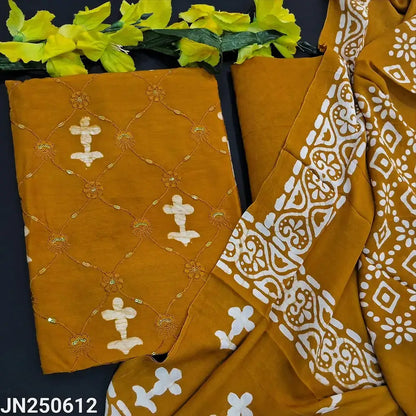 Mehandhi yellow batik premium soft silk cotton salwar material jn250612-Neidhal