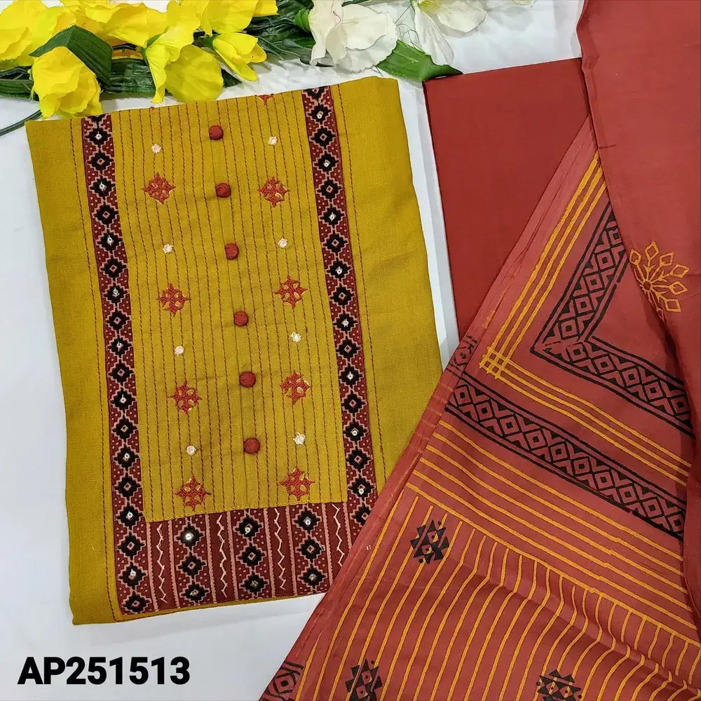 Mehandhi yellow cotton salwar material ap251513-Neidhal