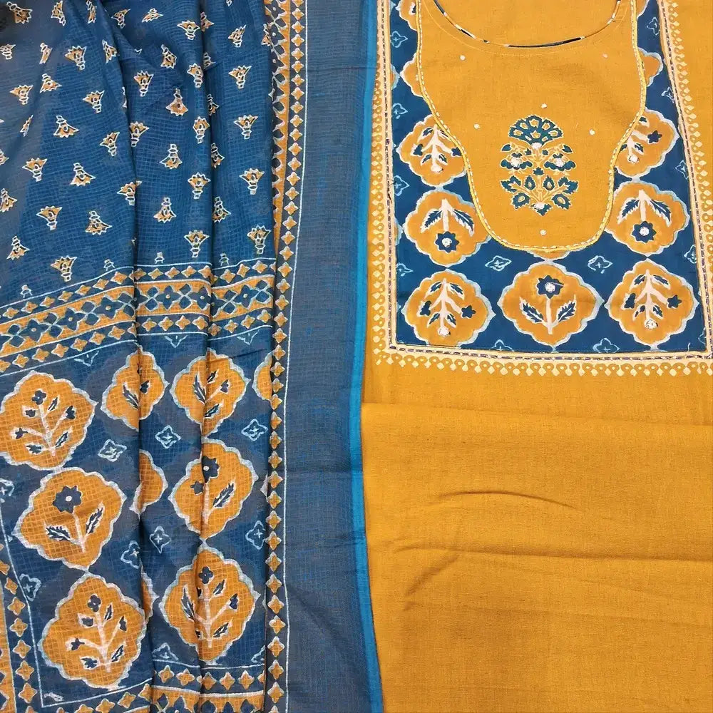 Mehandhi yellow cotton salwar material ap251921-Neidhal