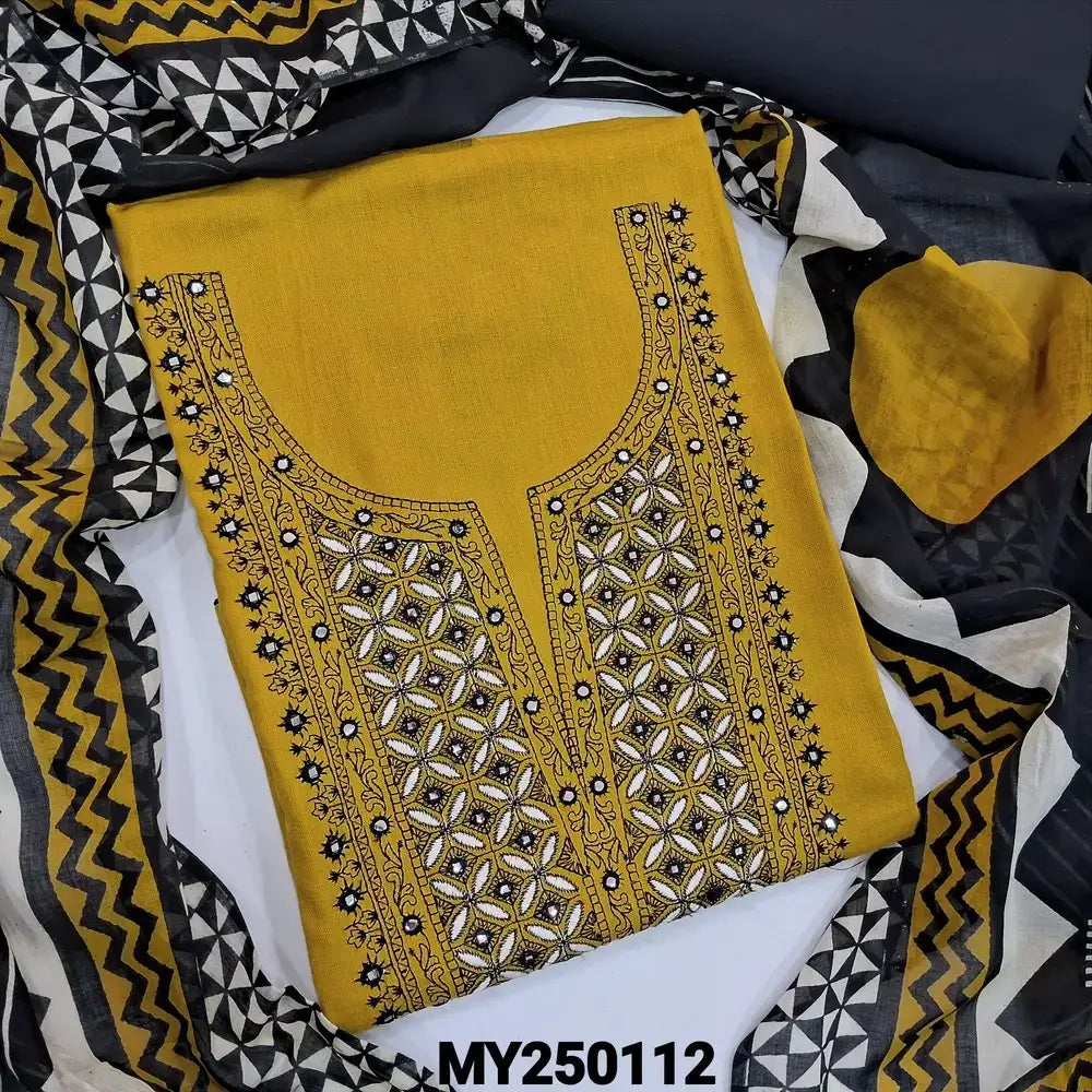 Mehandhi yellow cotton salwar material my250112-Neidhal