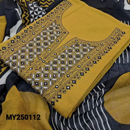 Mehandhi yellow cotton salwar material my250112-Neidhal