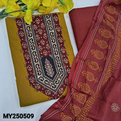 Mehandhi yellow cotton salwar material my250509-Neidhal