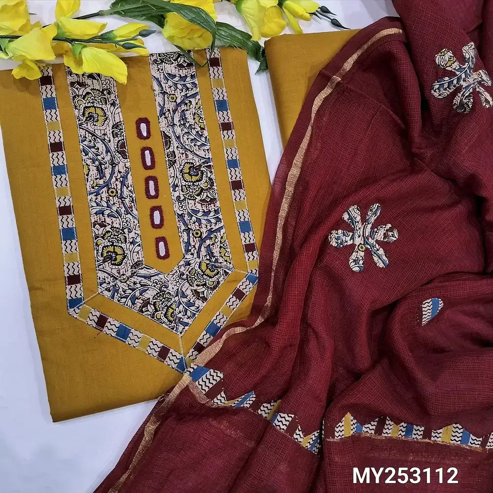 Mehandhi yellow cotton salwar material my253112-Neidhal