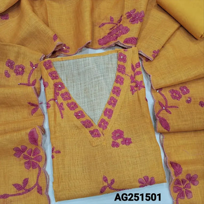 Mehandhi yellow designer digital printed pure linen salwar material ag251501-Neidhal