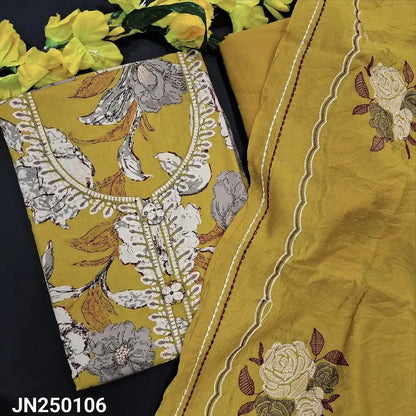 Mehandhi yellow designer printed premium soft cotton salwar material jn250106-Neidhal