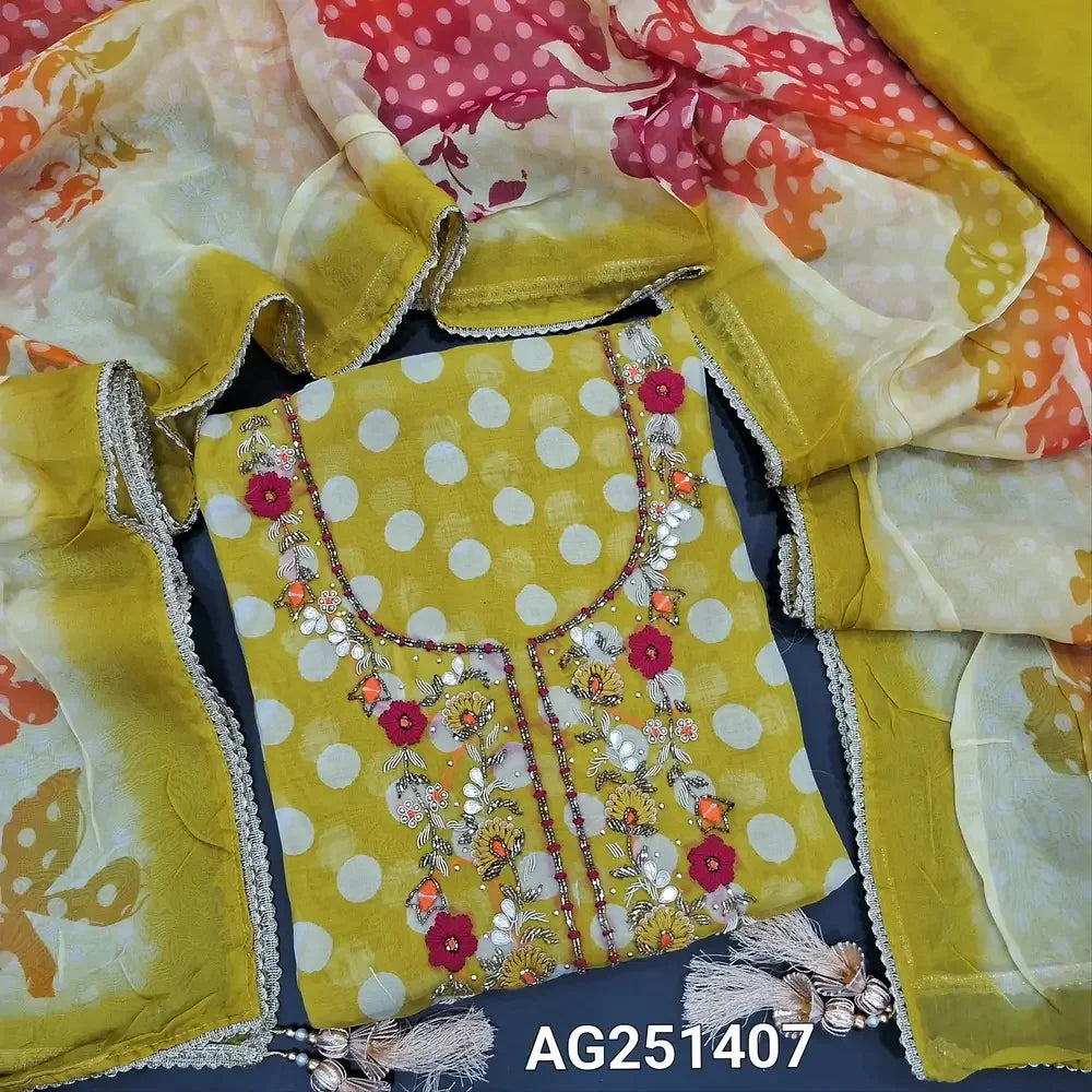 Mehandhi yellow designer pure organza salwar material ag251407-Neidhal