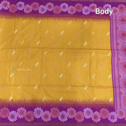 Mehandhi yellow digital printed fancy chappa silk saree ns161-Neidhal