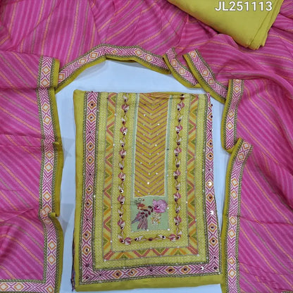 Mehandhi yellow digital printed masiln silk salwar material jl251113-Neidhal