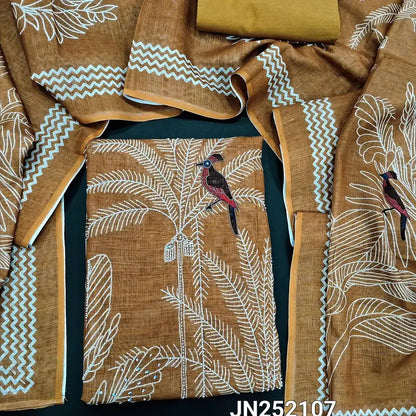Mehandhi yellow digital printed semi linen salwar material jn252107-Neidhal