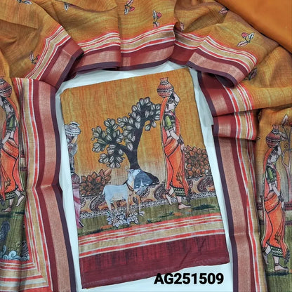 Mehandhi yellow digital printed silk cotton salwar material ag251509-Neidhal