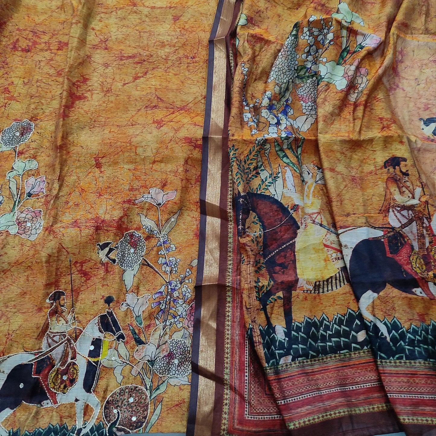 Mehandhi yellow digital printed silk cotton salwar material mr251512-Neidhal