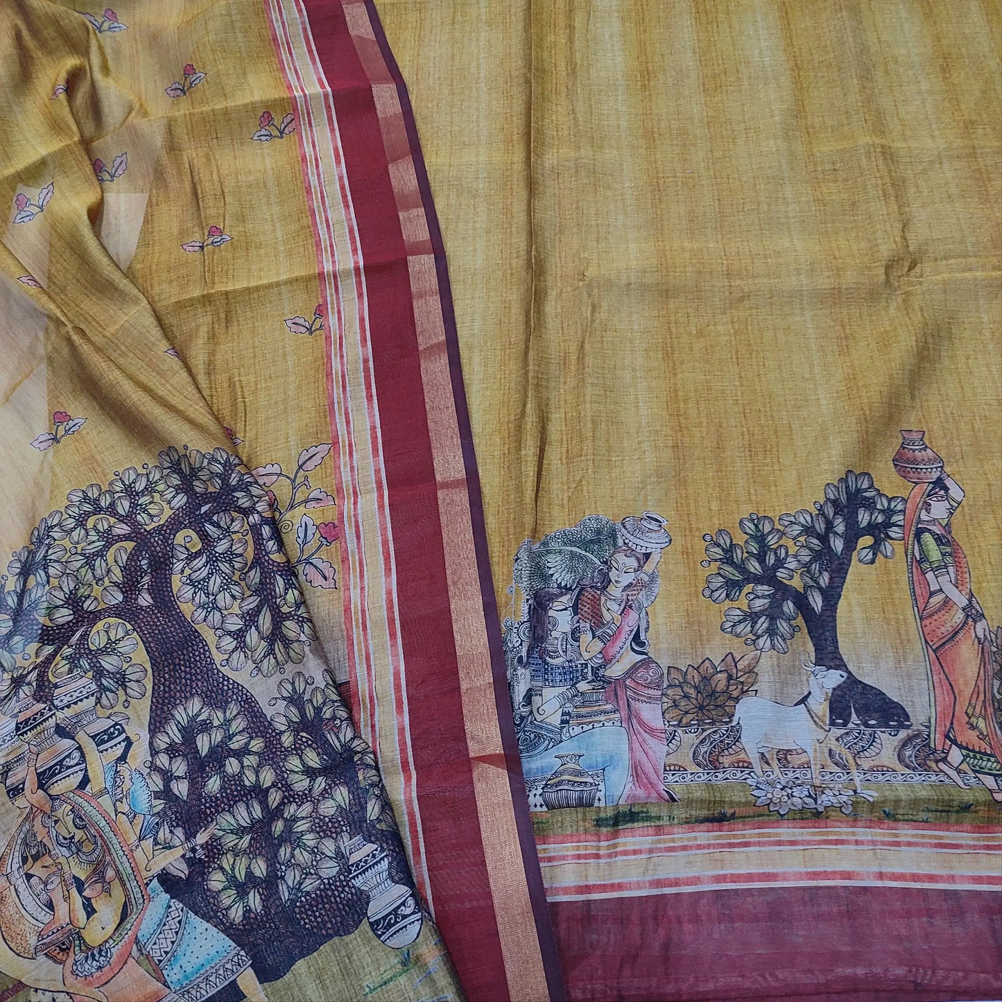 Mehandhi Yellow Digital Printed Silk Cotton Salwar Material - Neidhal