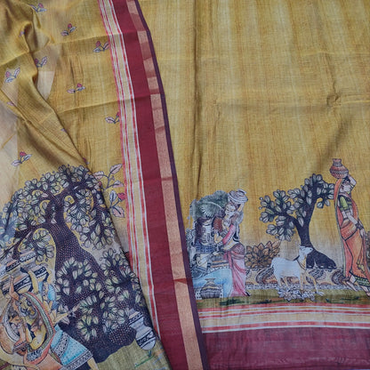 Mehandhi Yellow Digital Printed Silk Cotton Salwar Material - Neidhal