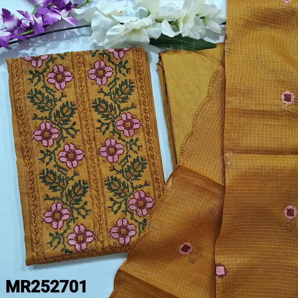 Mehandhi yellow fancy kota silk cotton salwar material mr252701-Neidhal