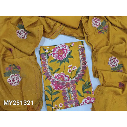 Mehandhi yellow floral printed cotton salwar material my251321-Neidhal