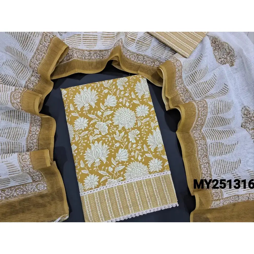 Mehandhi yellow floral printed soft cotton salwar material my251316-Neidhal