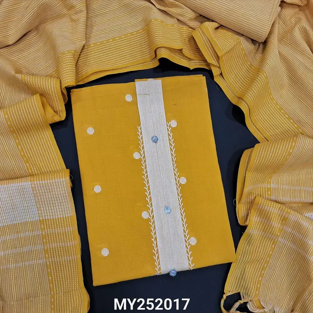 Mehandhi yellow handloom cotton salwar material my252017-Neidhal