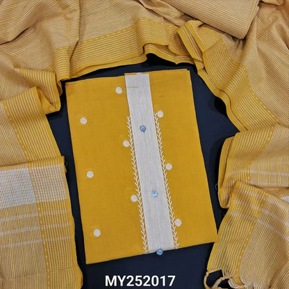 Mehandhi yellow handloom cotton salwar material my252017-Neidhal
