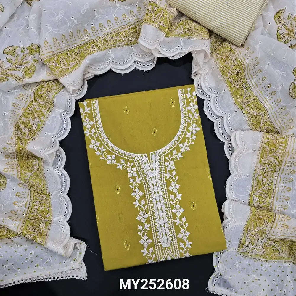 Mehandhi yellow handloom cotton salwar material my252608-Neidhal