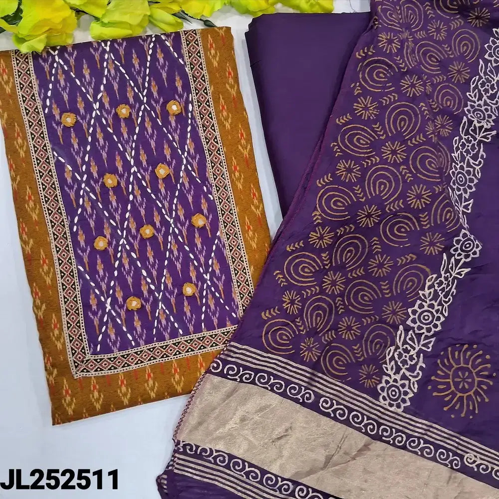 Mehandhi yellow ikat printed jam cotton salwar material jl252511-Neidhal