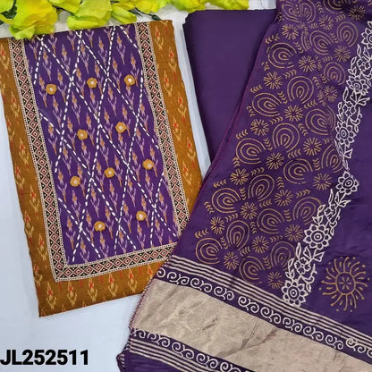 Mehandhi yellow ikat printed jam cotton salwar material jl252511-Neidhal