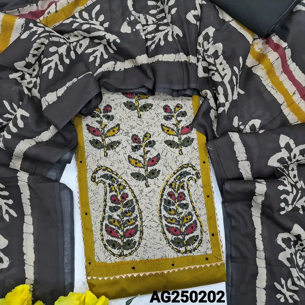 Mehandhi yellow jam cotton salwar material ag250202-Neidhal