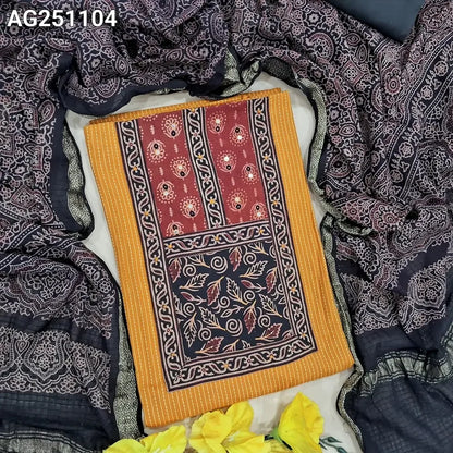 Mehandhi yellow kantha cotton salwar material ag251104-Neidhal