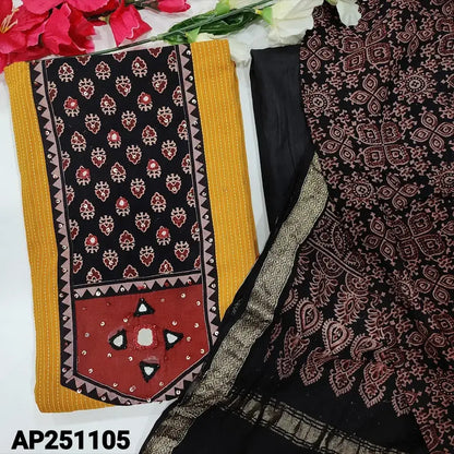 Mehandhi yellow kantha cotton salwar material ap251405-Neidhal