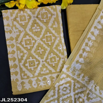 Mehandhi yellow kota silk cotton salwar material jl252304-Neidhal