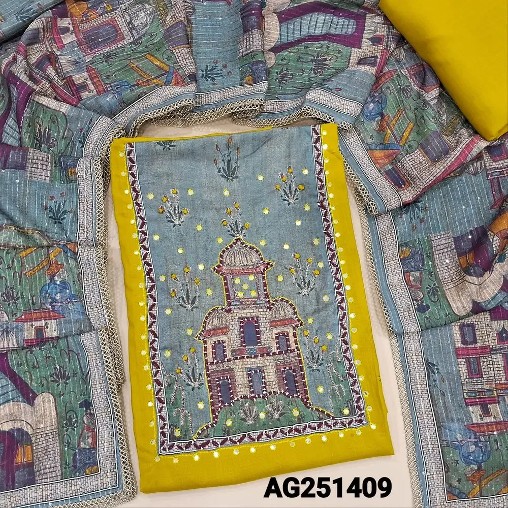 Mehandhi yellow liquid fabric salwar material ag251409-Neidhal