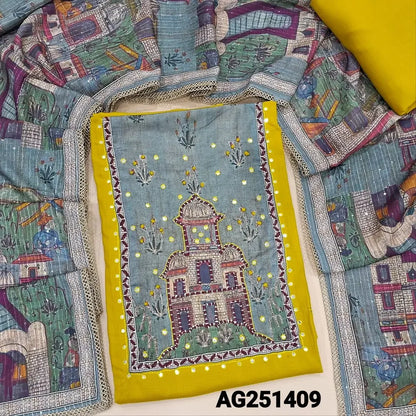 Mehandhi yellow liquid fabric salwar material ag251409-Neidhal