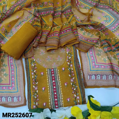 Mehandhi yellow organza salwar material mr252607-Neidhal