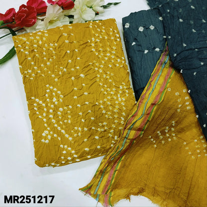 Mehandhi yellow original bandhini cotton salwar material mr251217-Neidhal