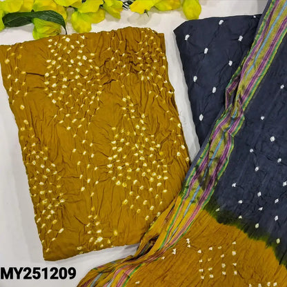 Mehandhi yellow original bandhini cotton salwar material my251209-Neidhal