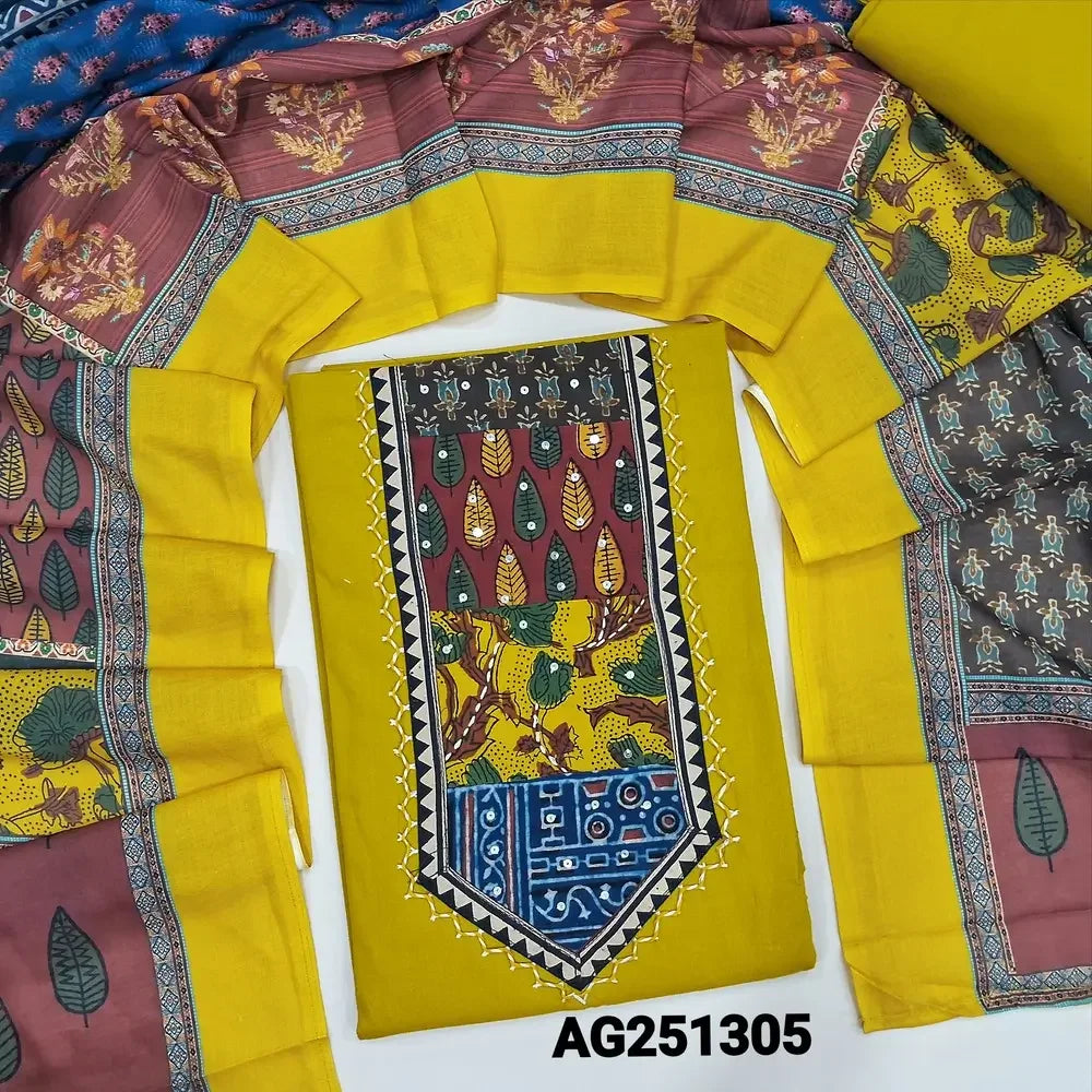 Mehandhi yellow premium cotton salwar material ag251305-Neidhal