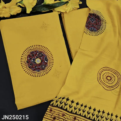Mehandhi yellow premium cotton salwar material jn250215-Neidhal