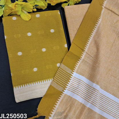 Mehandhi yellow premium south handloom cotton salwar material jl250503-Neidhal