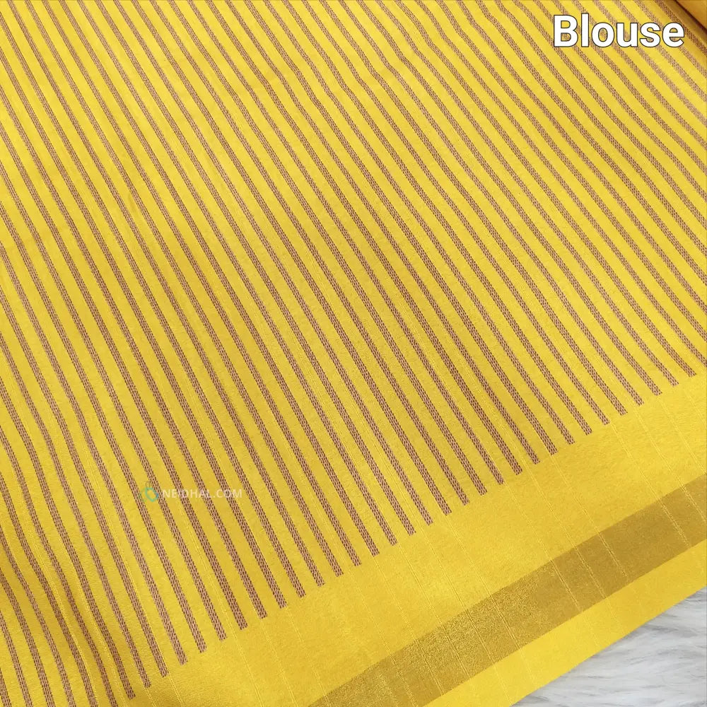 CODE NS10: Bright mehandhi yellow printed chappa silk saree jakard design all over chakra print with gold tissue