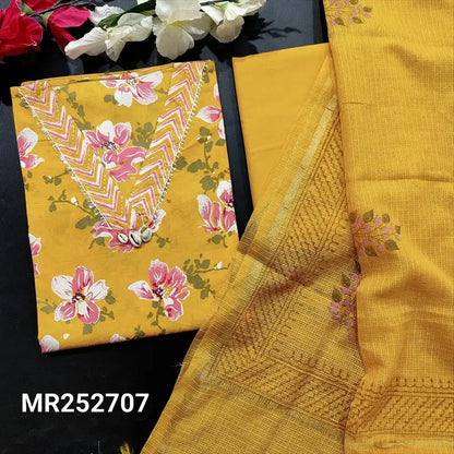 Mehandhi yellow printed cotton salwar material mr252707-Neidhal