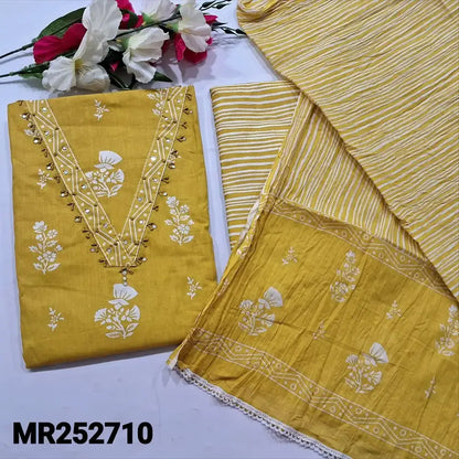 Mehandhi yellow printed cotton salwar material mr252710-Neidhal