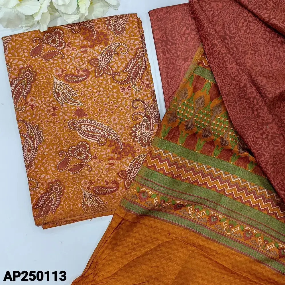 Mehandhi yellow printed fancy silk salwar material ap250113-Neidhal