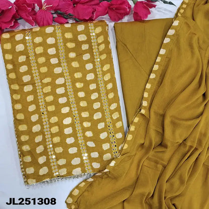 Mehandhi yellow printed satin cotton salwar material jl251308-Neidhal