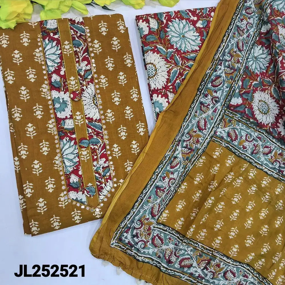 Mehandhi yellow printed soft cotton salwar material jl252521-Neidhal